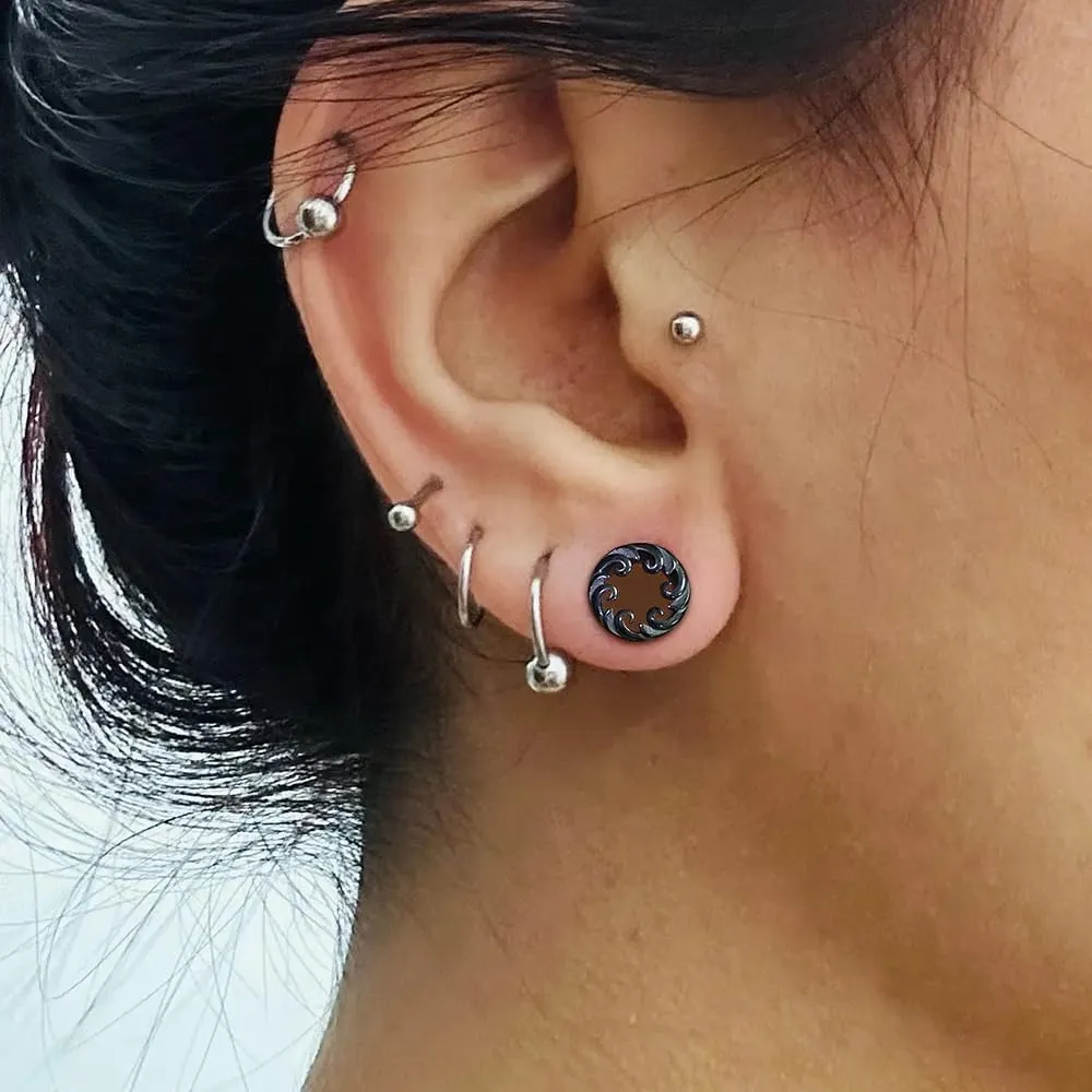 1 Pair Classic Ear Gauges ocean waves design for Stretched Ears Hypoallergenic 316 Stainless Steel Ear cuff Tunels plugs 00G 8mm-16mm(0G-5/8'') Body Piercing Jewelry