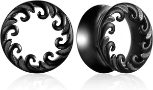 1 Pair Classic Ear Gauges ocean waves design for Stretched Ears Hypoallergenic 316 Stainless Steel Ear cuff Tunels plugs 00G 8mm-16mm(0G-5/8'') Body Piercing Jewelry