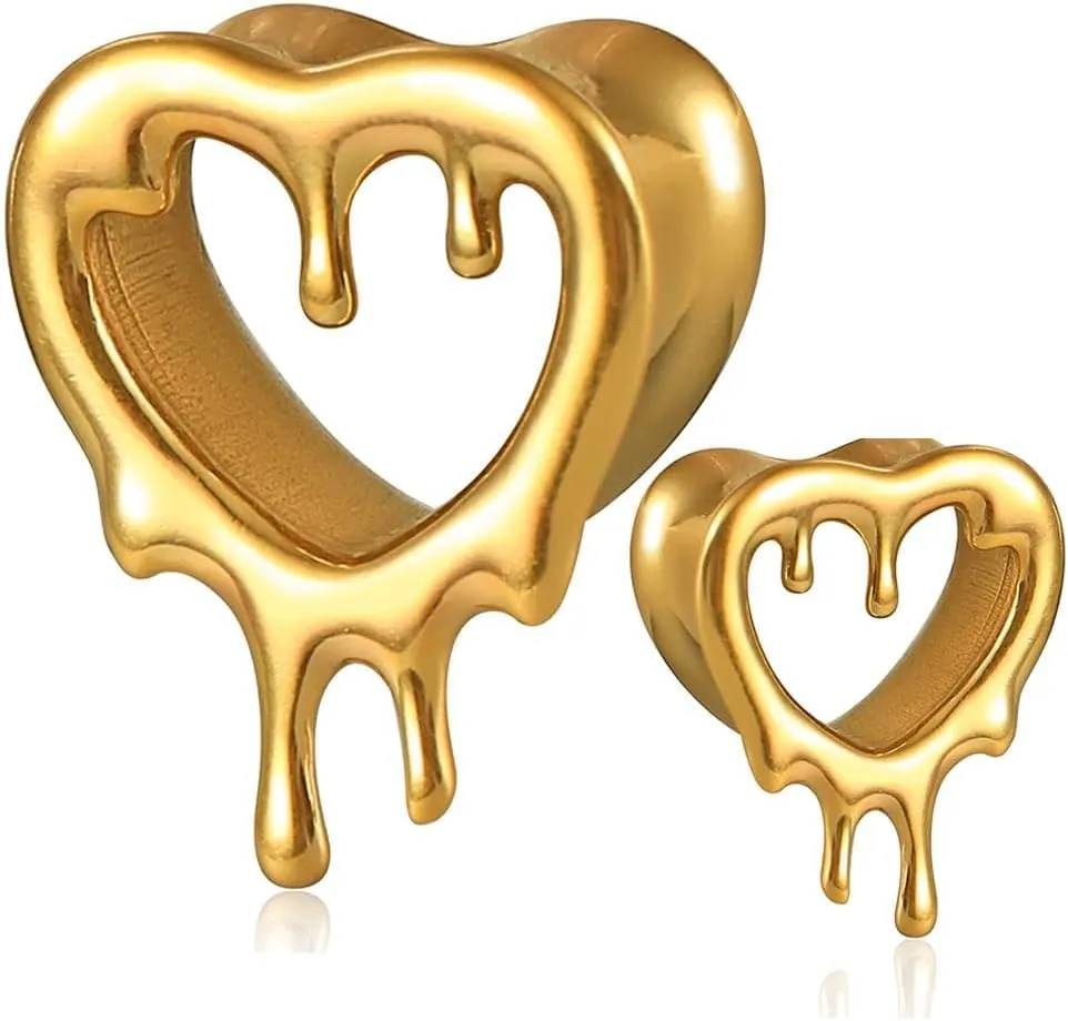 1 Pair Classic Love Teardrop for Stretched Ears Hypoallergenic 316 Stainless Steel Ear cuff Tunnels plugs 00G 8mm-16mm(0G-5/8'') Body Piercing Jewelry