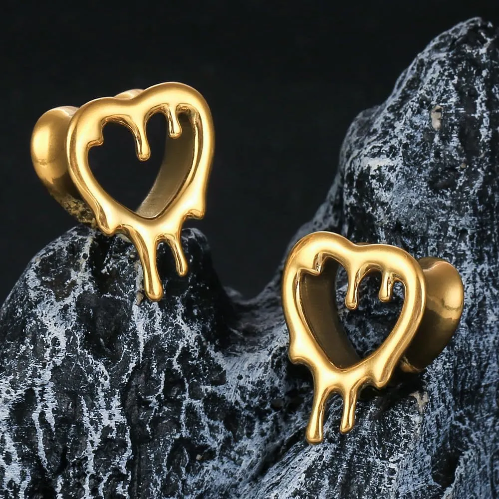 1 Pair Classic Love Teardrop for Stretched Ears Hypoallergenic 316 Stainless Steel Ear cuff Tunnels plugs 00G 8mm-16mm(0G-5/8'') Body Piercing Jewelry