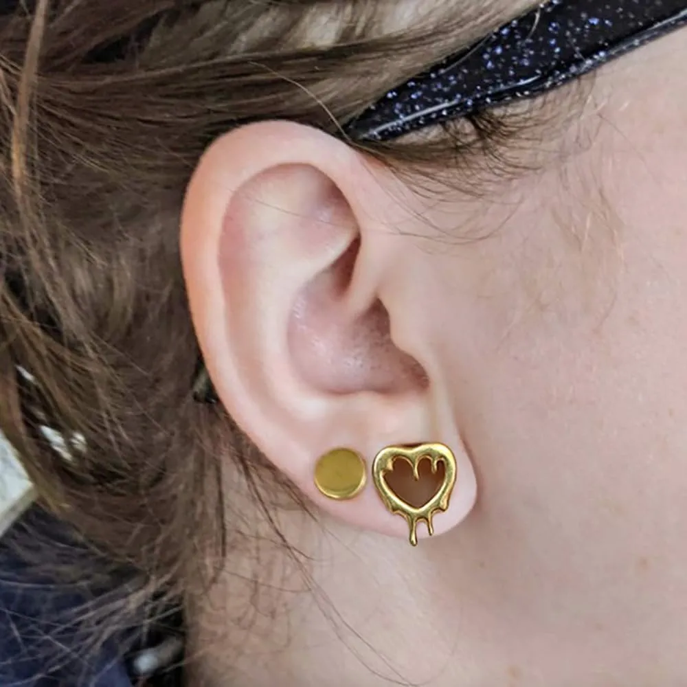 1 Pair Classic Love Teardrop for Stretched Ears Hypoallergenic 316 Stainless Steel Ear cuff Tunnels plugs 00G 8mm-16mm(0G-5/8'') Body Piercing Jewelry