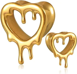 1 Pair Classic Love Teardrop for Stretched Ears Hypoallergenic 316 Stainless Steel Ear cuff Tunnels plugs 00G 8mm-16mm(0G-5/8'') Body Piercing Jewelry