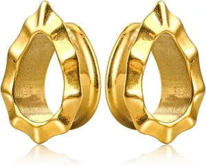 1 Pair Cute gauges Silver/Gold Ear Tunnels Plugs with speckle 316 Stainless Steel Ear Gauges Weight Plugs Hypoallergenic expander Piercing Body Jewelry