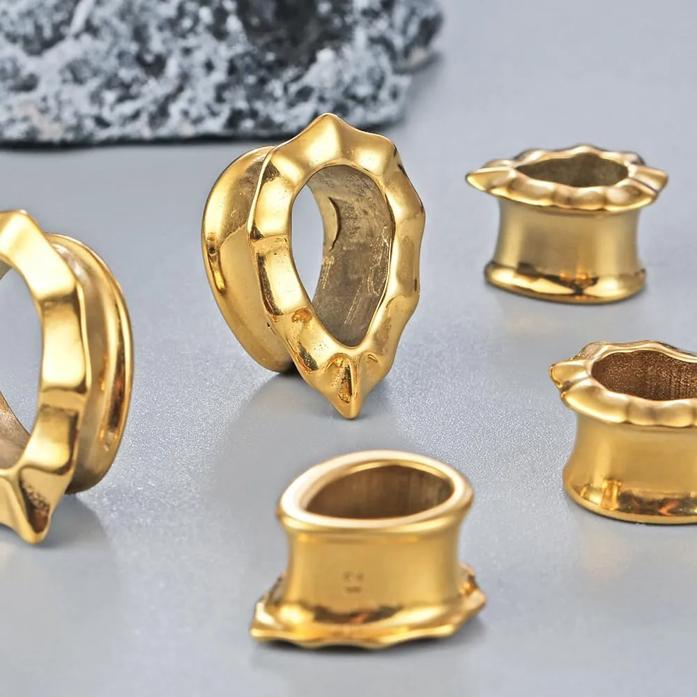 1 Pair Cute gauges Silver/Gold Ear Tunnels Plugs with speckle 316 Stainless Steel Ear Gauges Weight Plugs Hypoallergenic expander Piercing Body Jewelry