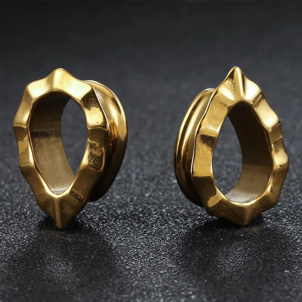1 Pair Cute gauges Silver/Gold Ear Tunnels Plugs with speckle 316 Stainless Steel Ear Gauges Weight Plugs Hypoallergenic expander Piercing Body Jewelry