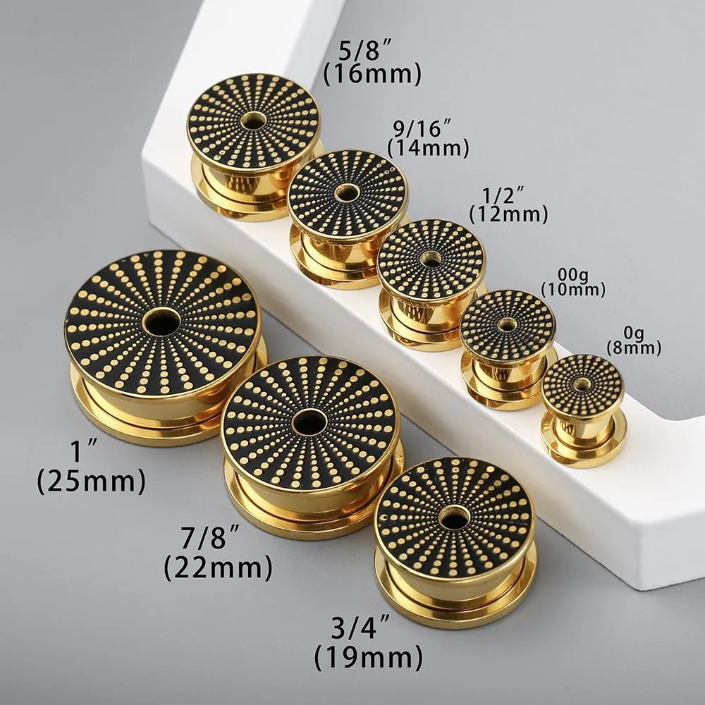 1 Pair New Classic gauges Ear Plugs Tunnels Hypoallergenic 316 Stainless Steel Ear Gauges 8mm-25mm (0G-1") Body Piercing Jewelry
