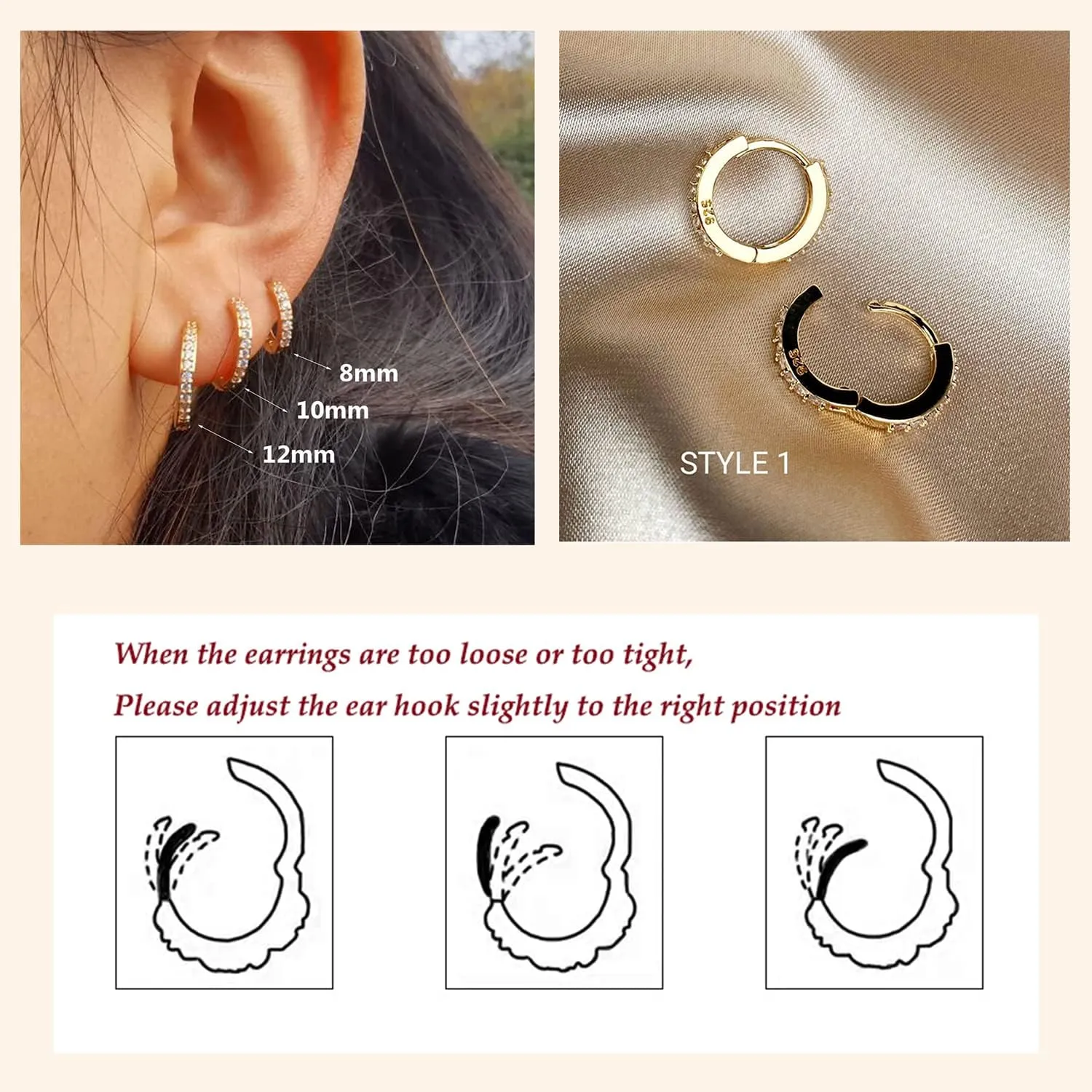 10 Pairs Small Gold Hoop Earrings Set for Multiple Piercing, Hypoallergenic 14K Gold Plated Tiny CZ Ball Studs Earrings and Huggie Hoop Earrings for Women Men, Mini Cartilage Hoop Ear Piercing Jewelry