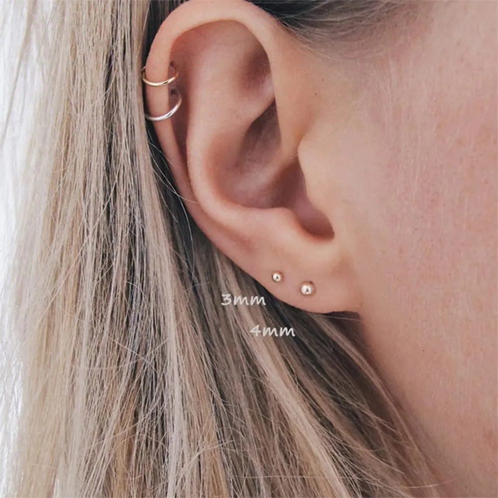 10 Pairs Small Gold Hoop Earrings Set for Multiple Piercing, Hypoallergenic 14K Gold Plated Tiny CZ Ball Studs Earrings and Huggie Hoop Earrings for Women Men, Mini Cartilage Hoop Ear Piercing Jewelry