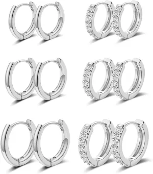 10 Pairs Small Gold Hoop Earrings Set for Multiple Piercing, Hypoallergenic 14K Gold Plated Tiny CZ Ball Studs Earrings and Huggie Hoop Earrings for Women Men, Mini Cartilage Hoop Ear Piercing Jewelry