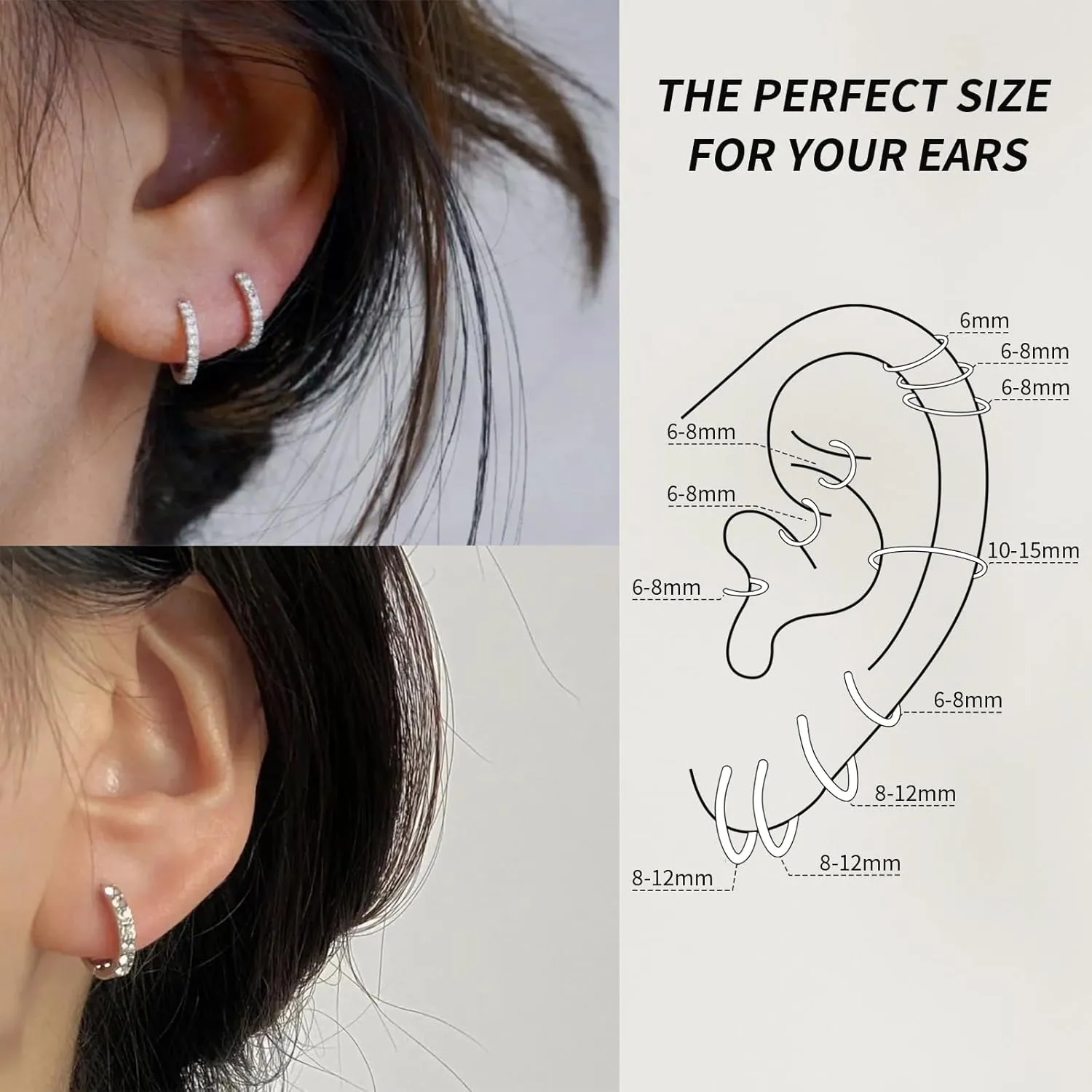 10 Pairs Stud Earrings for Women, Surgical Steel Earrings Set Lightweight and Trendy 316L CZ Cartilage Earlobes Hypoallergenic