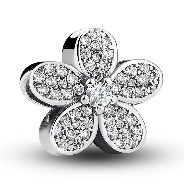 100% Authentic 925 Sterling Silver Dazzling Clear CZ Charm Beads Fit pandora Charm Bracelet Pendants DIY Original Jewelry Gift