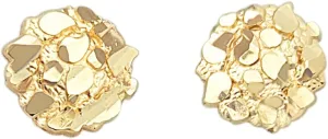 10K Yellow Gold Nugget Earrings Round Nugget 10 mm