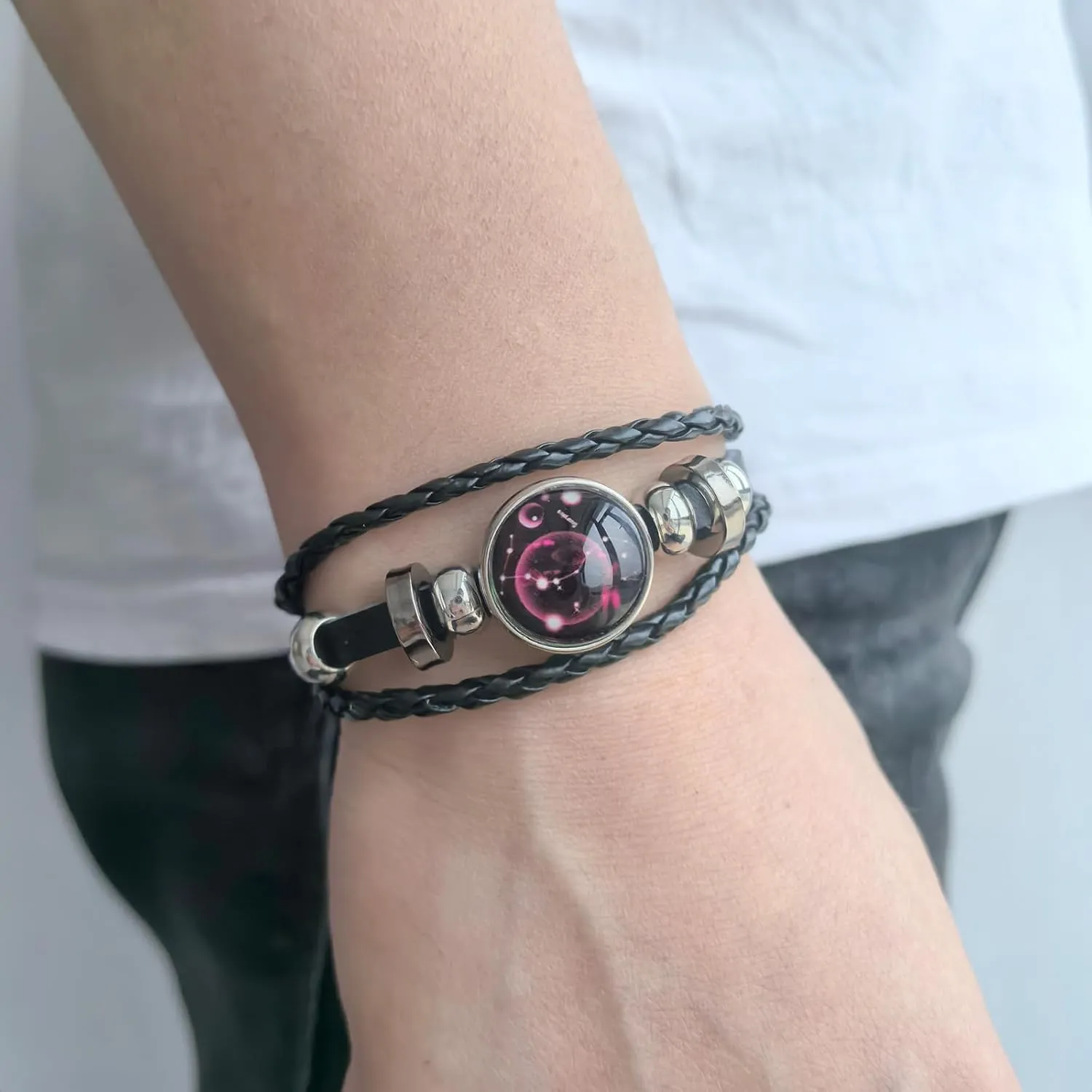12 Zodiac Leather Adjustable Bracelet Spirit Constellation Zodiac Bracelets Guardian Bracelet Gift for Constellation Lovers