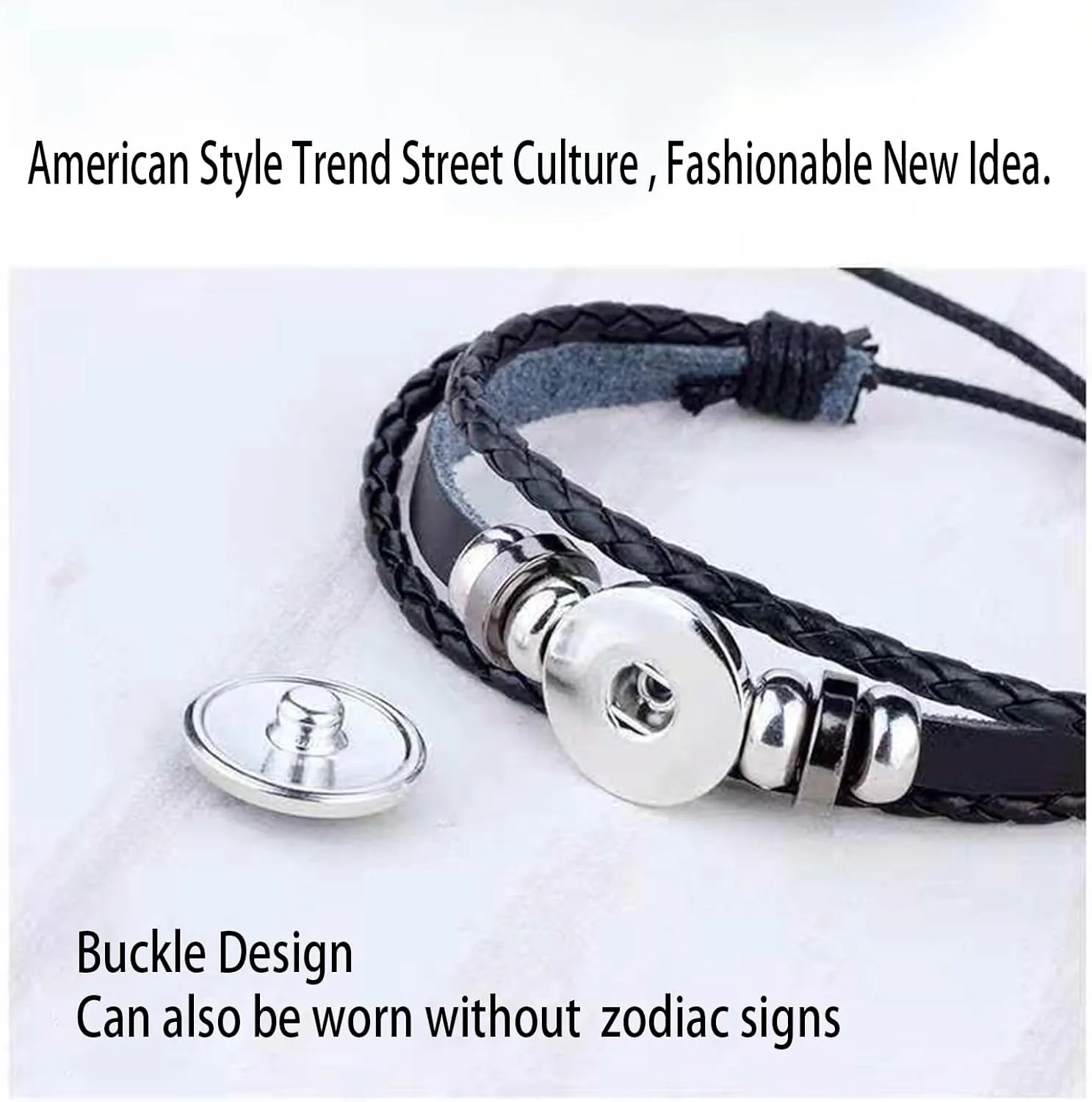 12 Zodiac Leather Adjustable Bracelet Spirit Constellation Zodiac Bracelets Guardian Bracelet Gift for Constellation Lovers