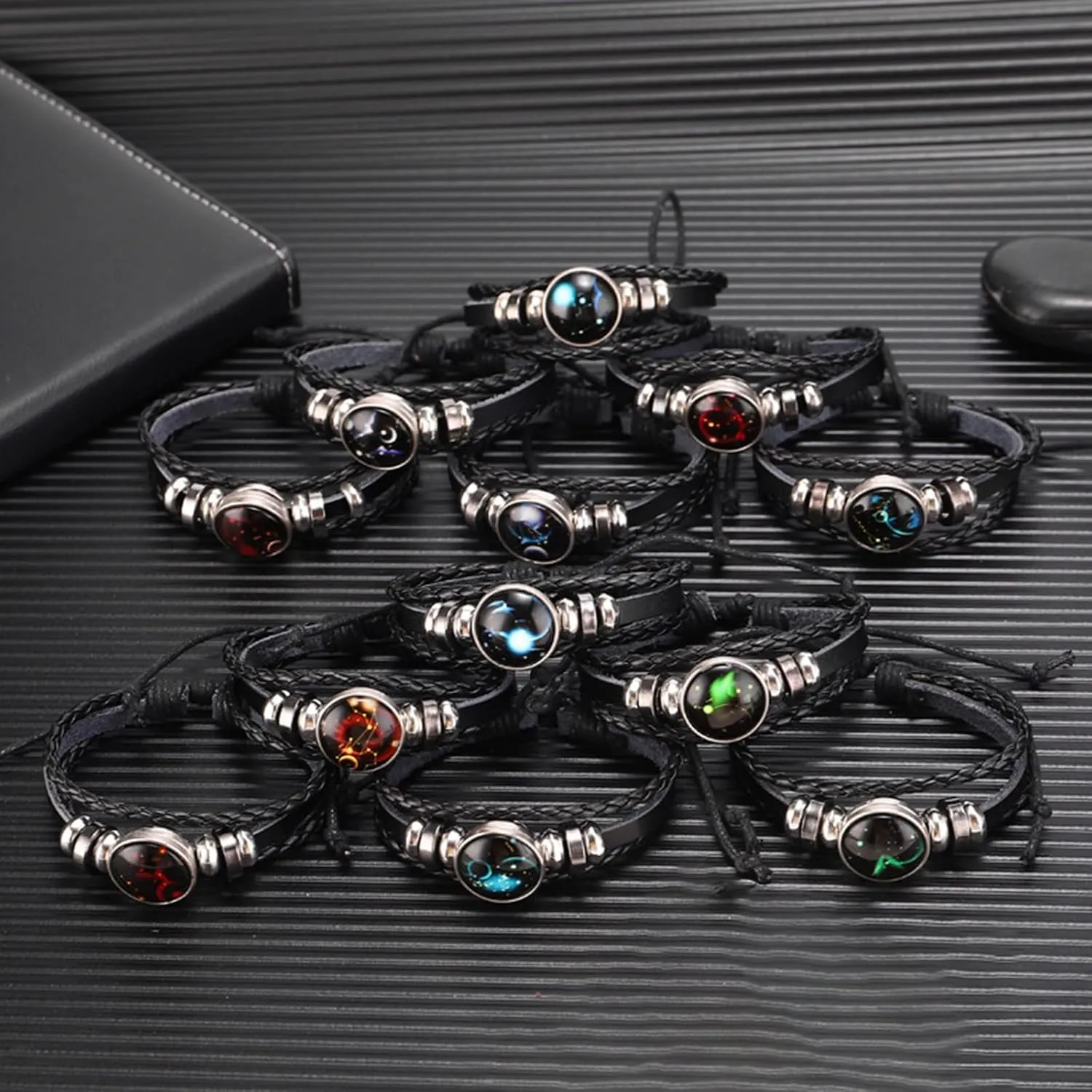 12 Zodiac Leather Adjustable Bracelet Spirit Constellation Zodiac Bracelets Guardian Bracelet Gift for Constellation Lovers