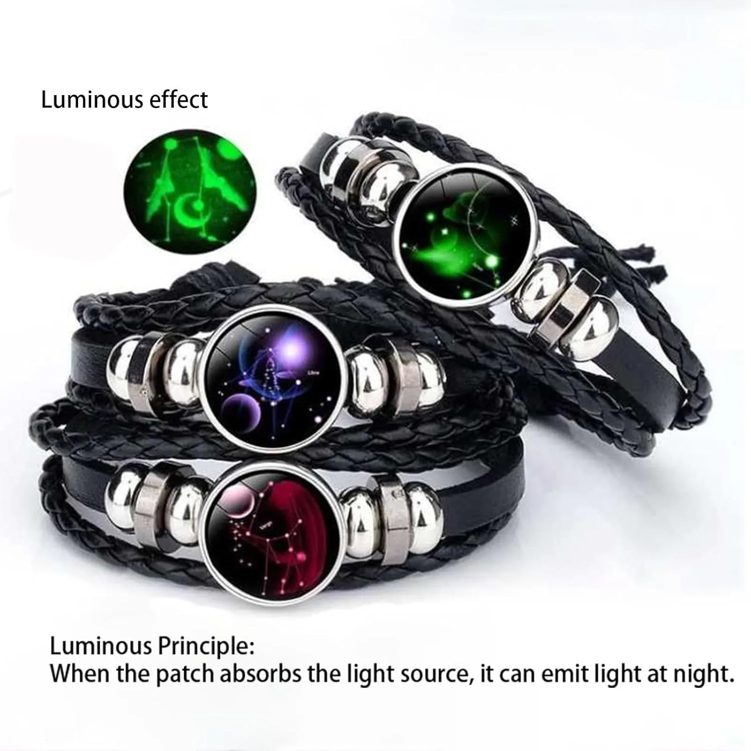 12 Zodiac Leather Adjustable Bracelet Spirit Constellation Zodiac Bracelets Guardian Bracelet Gift for Constellation Lovers
