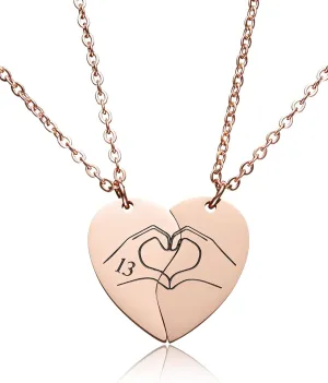 13 Heart Hands Matching Necklace for 2 Girl BFF Sister Taylor Inspired Merch Friendship Stuff Jewelry Gift for 2 Swifties Music Lover.