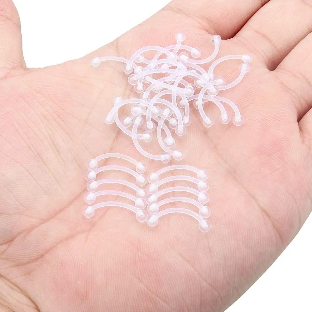 14g 16g Pregnancy Belly Button Rings Pack, Maternity Belly Button Piercing Clear Piercing Retainer Jewelry, Short Long Bar Plastic Belly Button Rings for Surgery Healing, Bioflex Curved Barbell Belly Rings for Women