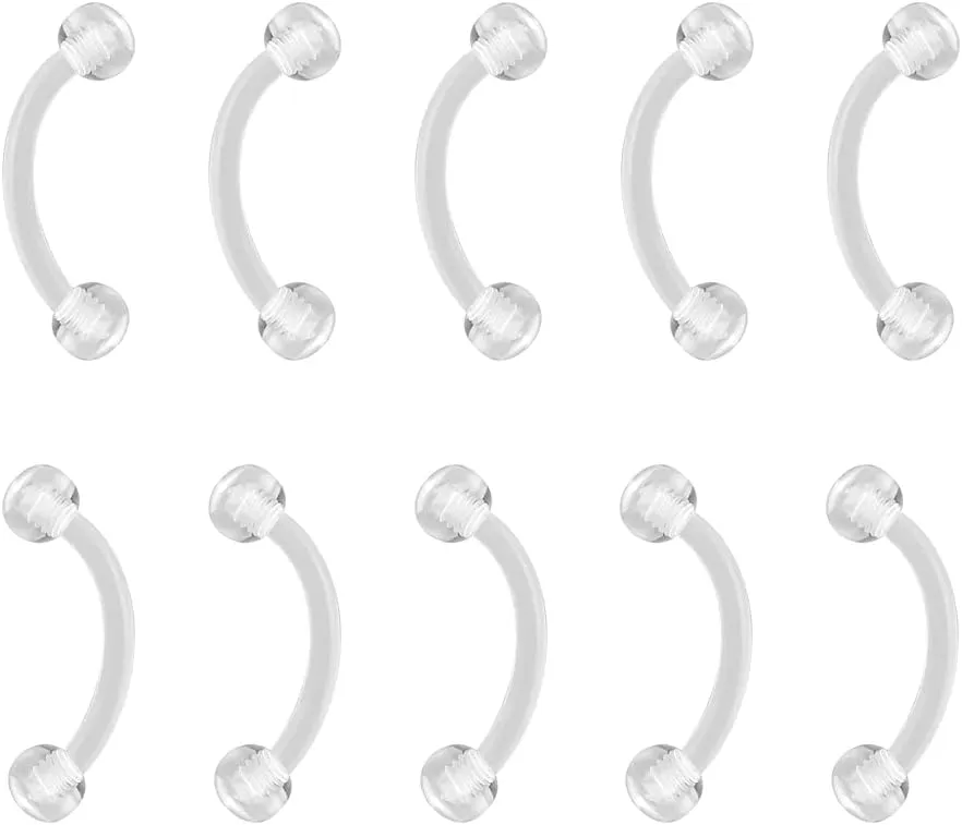 14g 16g Pregnancy Belly Button Rings Pack, Maternity Belly Button Piercing Clear Piercing Retainer Jewelry, Short Long Bar Plastic Belly Button Rings for Surgery Healing, Bioflex Curved Barbell Belly Rings for Women