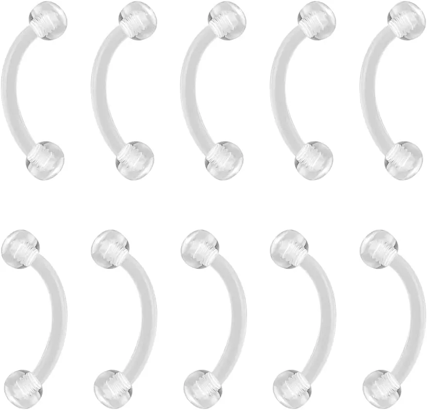 14g 16g Pregnancy Belly Button Rings Pack, Maternity Belly Button Piercing Clear Piercing Retainer Jewelry, Short Long Bar Plastic Belly Button Rings for Surgery Healing, Bioflex Curved Barbell Belly Rings for Women