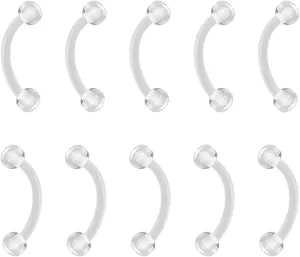 14g 16g Pregnancy Belly Button Rings Pack, Maternity Belly Button Piercing Clear Piercing Retainer Jewelry, Short Long Bar Plastic Belly Button Rings for Surgery Healing, Bioflex Curved Barbell Belly Rings for Women