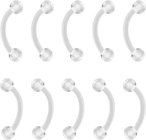 14g 16g Pregnancy Belly Button Rings Pack, Maternity Belly Button Piercing Clear Piercing Retainer Jewelry, Short Long Bar Plastic Belly Button Rings for Surgery Healing, Bioflex Curved Barbell Belly Rings for Women