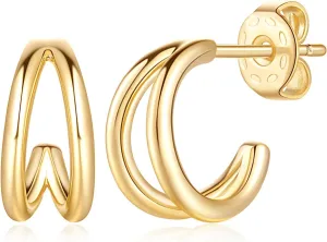 14K Gold Hoop Earrings 14K Gold Earrings for Women Small Hoop Earring Trendy Round Thick Open Womens Hoops Earring 12mm 25mm