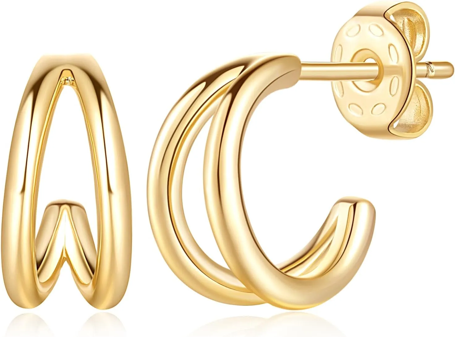14K Gold Hoop Earrings 14K Gold Earrings for Women Small Hoop Earring Trendy Round Thick Open Womens Hoops Earring 12mm 25mm