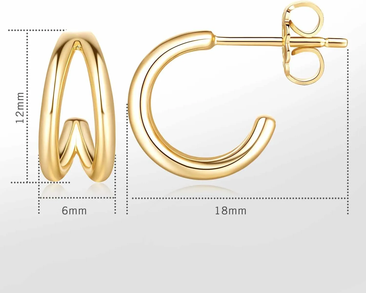14K Gold Hoop Earrings 14K Gold Earrings for Women Small Hoop Earring Trendy Round Thick Open Womens Hoops Earring 12mm 25mm