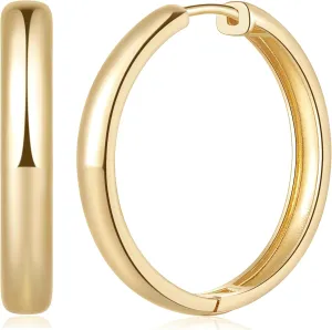 14K Gold Hoop Earrings for Women 14K Gold Earrings Elegant Womens Hoops Earring 30mm