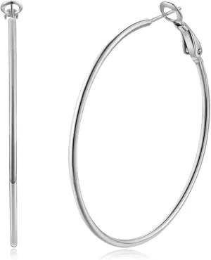 14K Gold Plated 925 Sterling Silver Posts large Hoop Earrings for Women, Hypoallergenic Big Hoop Earrings Lightweight Jewelry for Women 30/40/50/60/70MM