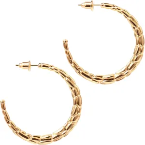 14K Gold Plated Chunky Open Hoop Earrings for Women 925 Sterling Silver Post Hypoallergenic Thick Hoop Earrings for Women