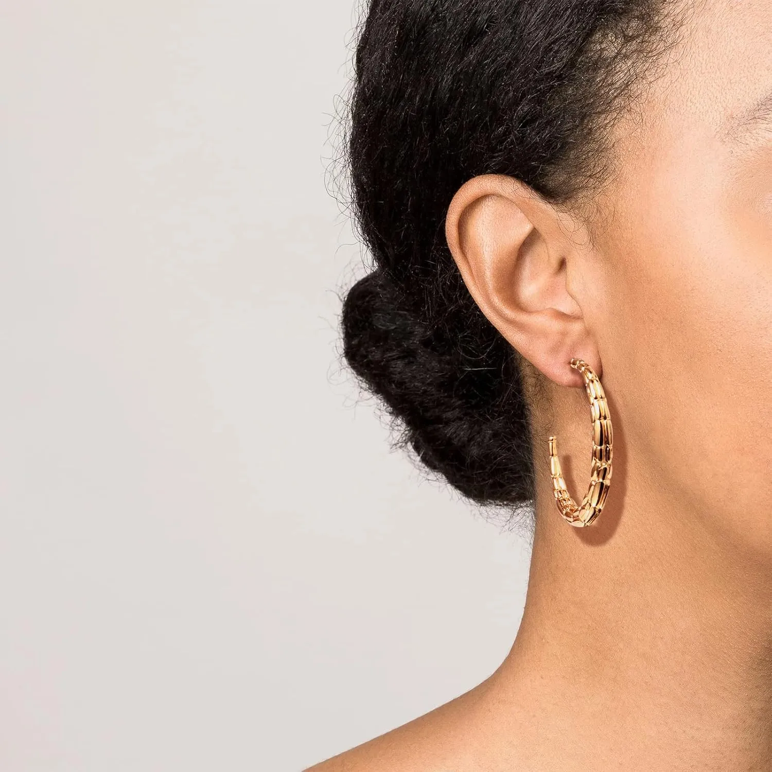 14K Gold Plated Chunky Open Hoop Earrings for Women 925 Sterling Silver Post Hypoallergenic Thick Hoop Earrings for Women