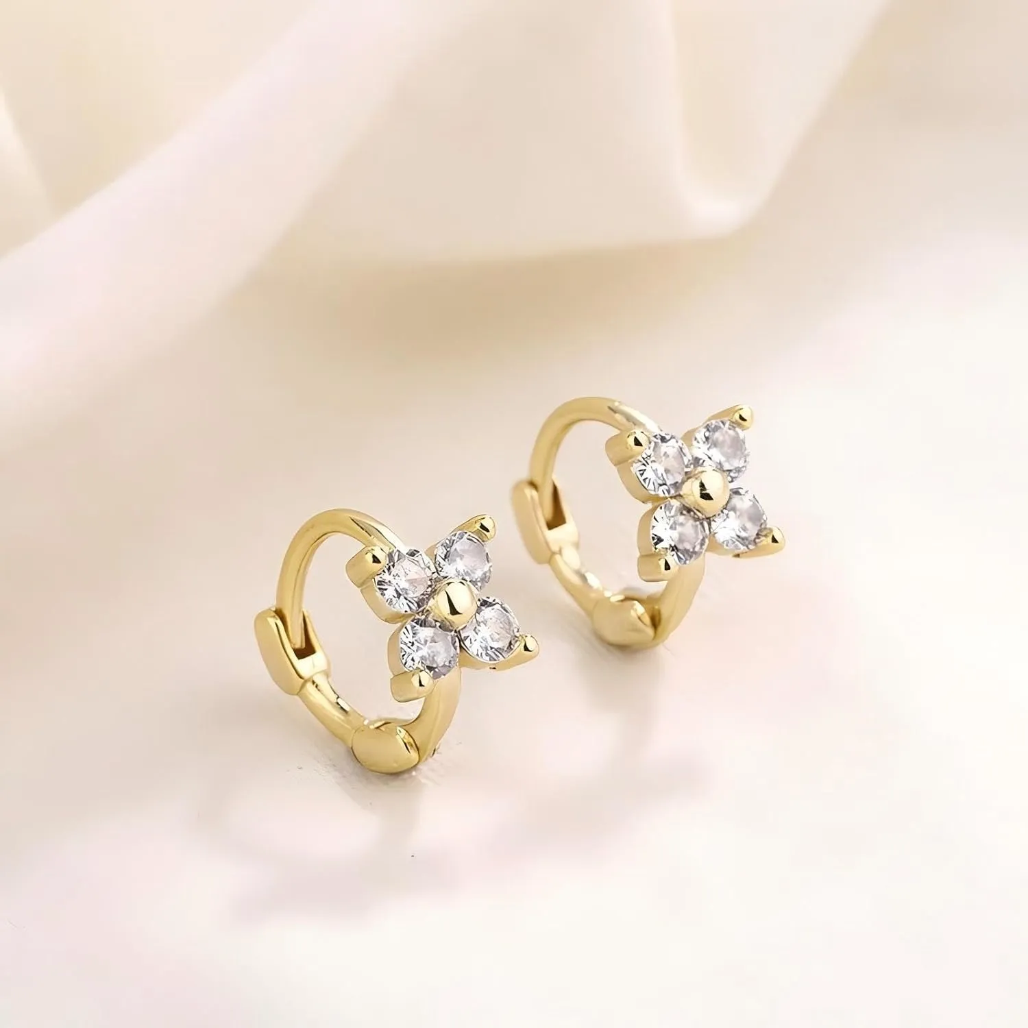 14K Gold Plated Hoop Earrings Set for WomenHypoallergenic Small Diamond Cartilage Hoops Cute Cubic Zirconia Dangle Stud Earrings Jewelry Gifts