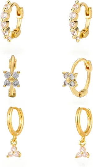 14K Gold Plated Hoop Earrings Set for WomenHypoallergenic Small Diamond Cartilage Hoops Cute Cubic Zirconia Dangle Stud Earrings Jewelry Gifts