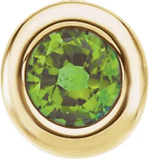 14k Yellow Gold 4mm Round Shape Imitation Peridot Birthstone Solitaire Slide Pendant Fine Jewelry for Women Gifts for Her (Mounting Only, Not All Stones Included)