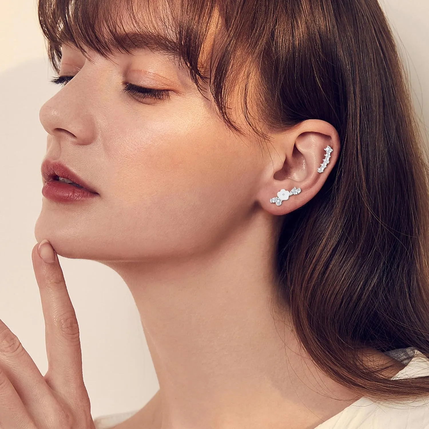 16Pcs 20G Cartilage Earrings Flat Back Piercing Jewelry for Women Gold Silver Hypoallergenic Stainless Steel Flower Stud Helix Earrings Daith Conch Piercing Jewelry