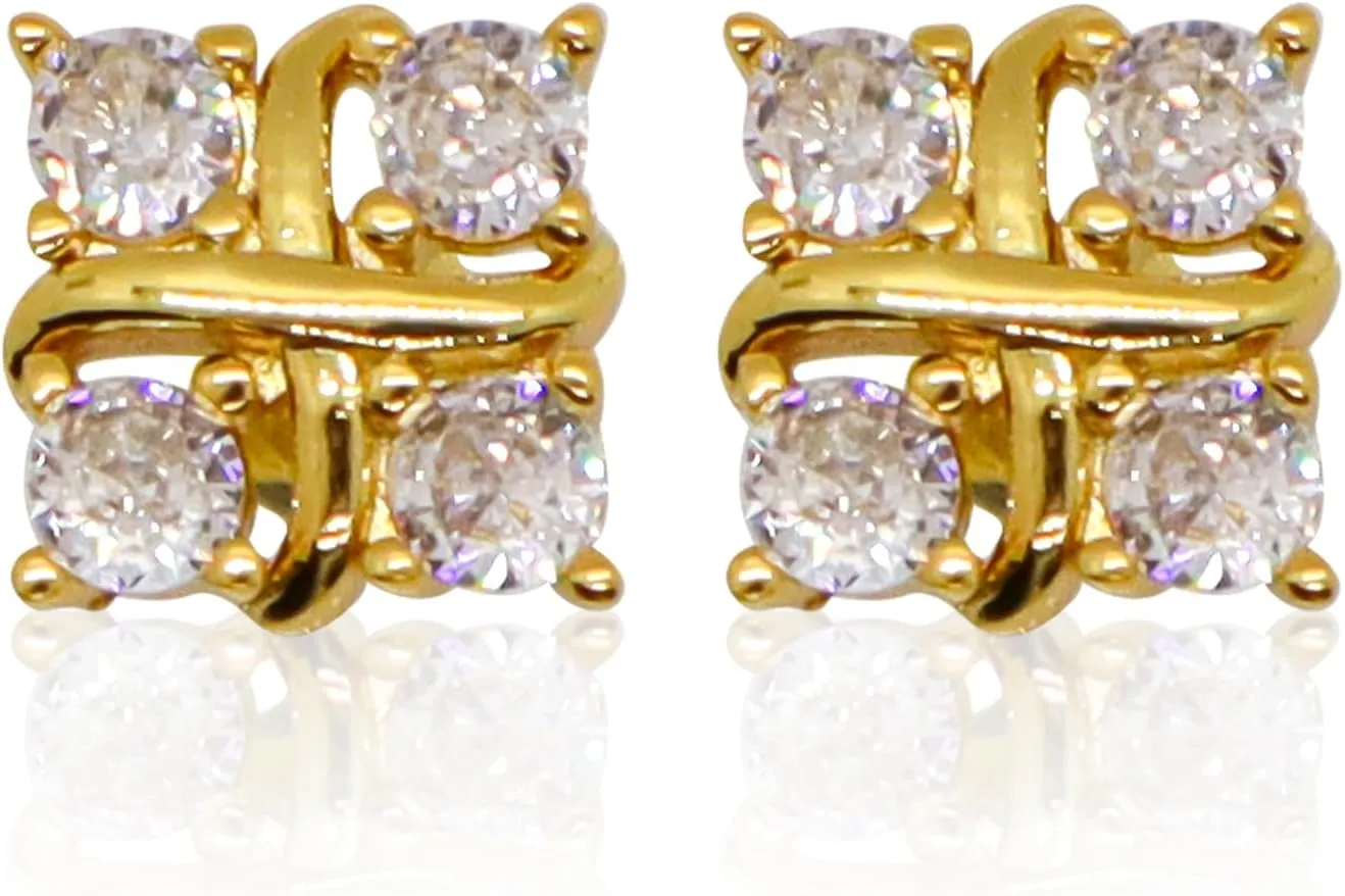 18k Gold Plated Cubic Zirconia Stud Earrings Jewelry for Women