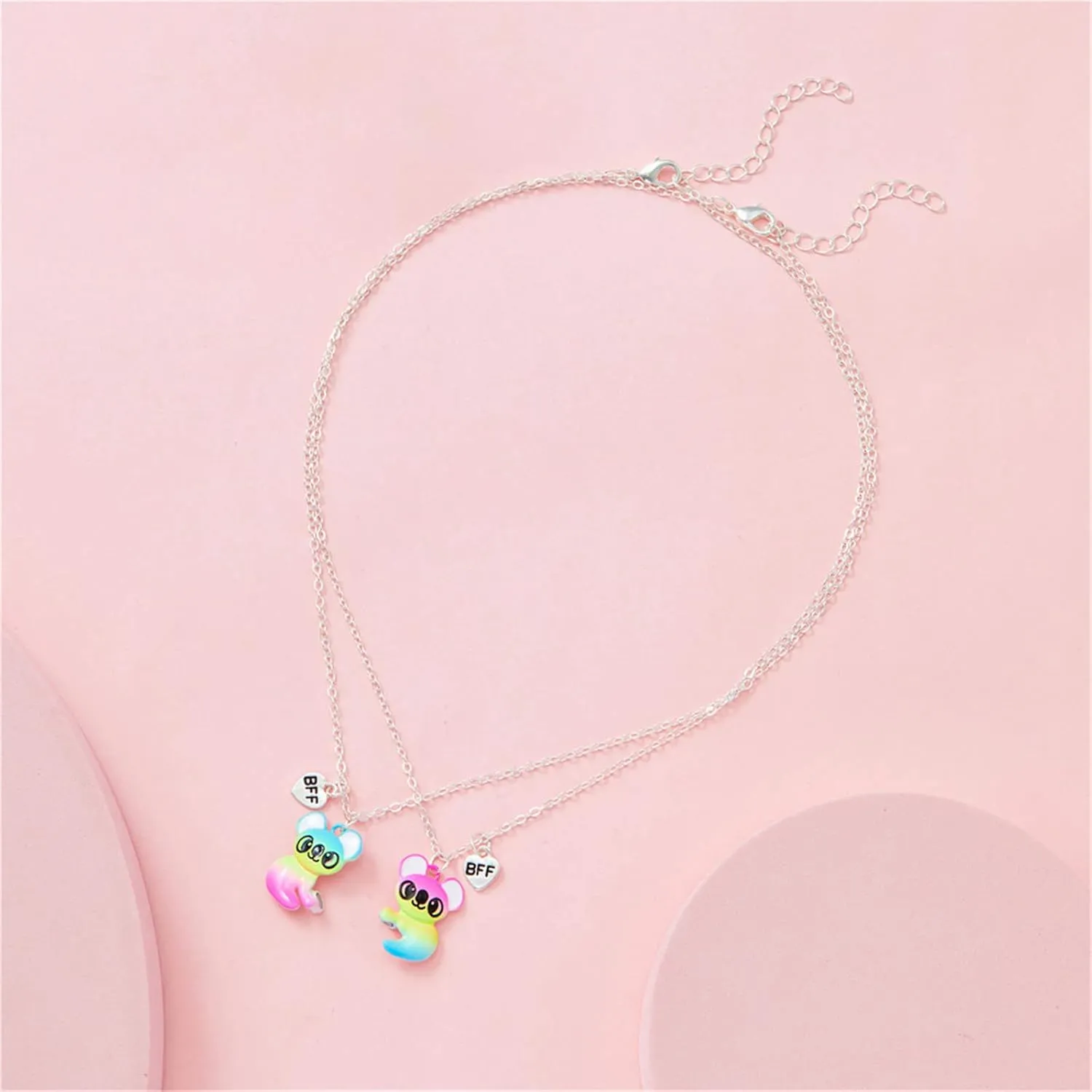 2-3Pcs Cute Half Broken Heart Koala Panda Engraved Pendant Necklace for Best Friend Women Men Lovely Love Heart Animal Necklace Friendship Jewelry Birthday Gift