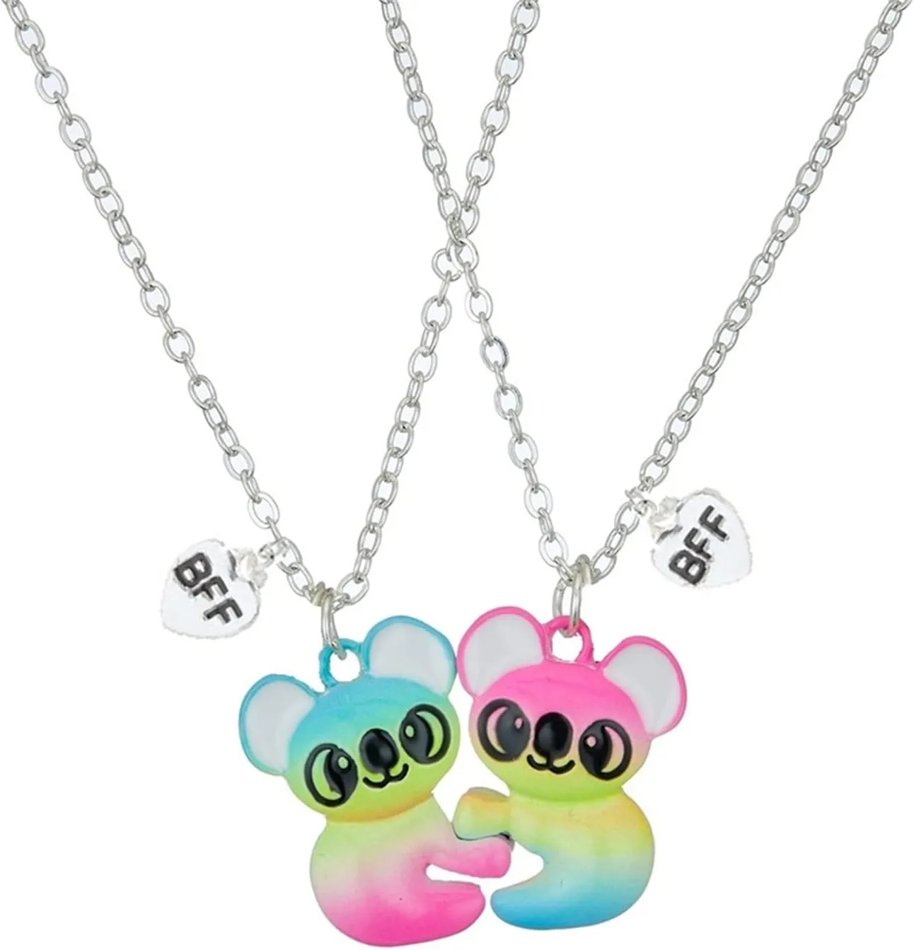 2-3Pcs Cute Half Broken Heart Koala Panda Engraved Pendant Necklace for Best Friend Women Men Lovely Love Heart Animal Necklace Friendship Jewelry Birthday Gift