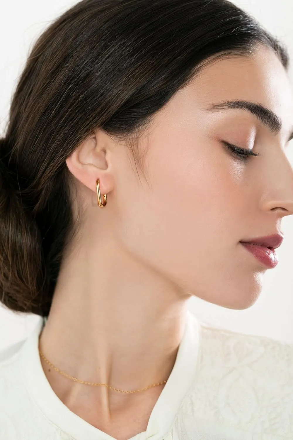 2 Pairs 14K Gold Plated Minimalist Hoop Earrings Small Dainty Geometric Square and Rectangle Huggies Hoops for Girls Women Gift, gold, silver and black
