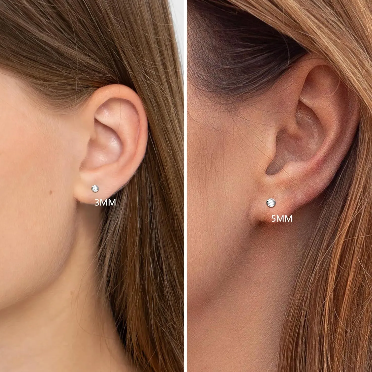 2 Pairs Flat Back Stud Earrings for Women, 18k Gold Cartilage Earrings as Screw Back Earrings Hypoallergenic for her, Nap Earring as Comfy Earrings Gifts for Her (3 5mm, Gold)