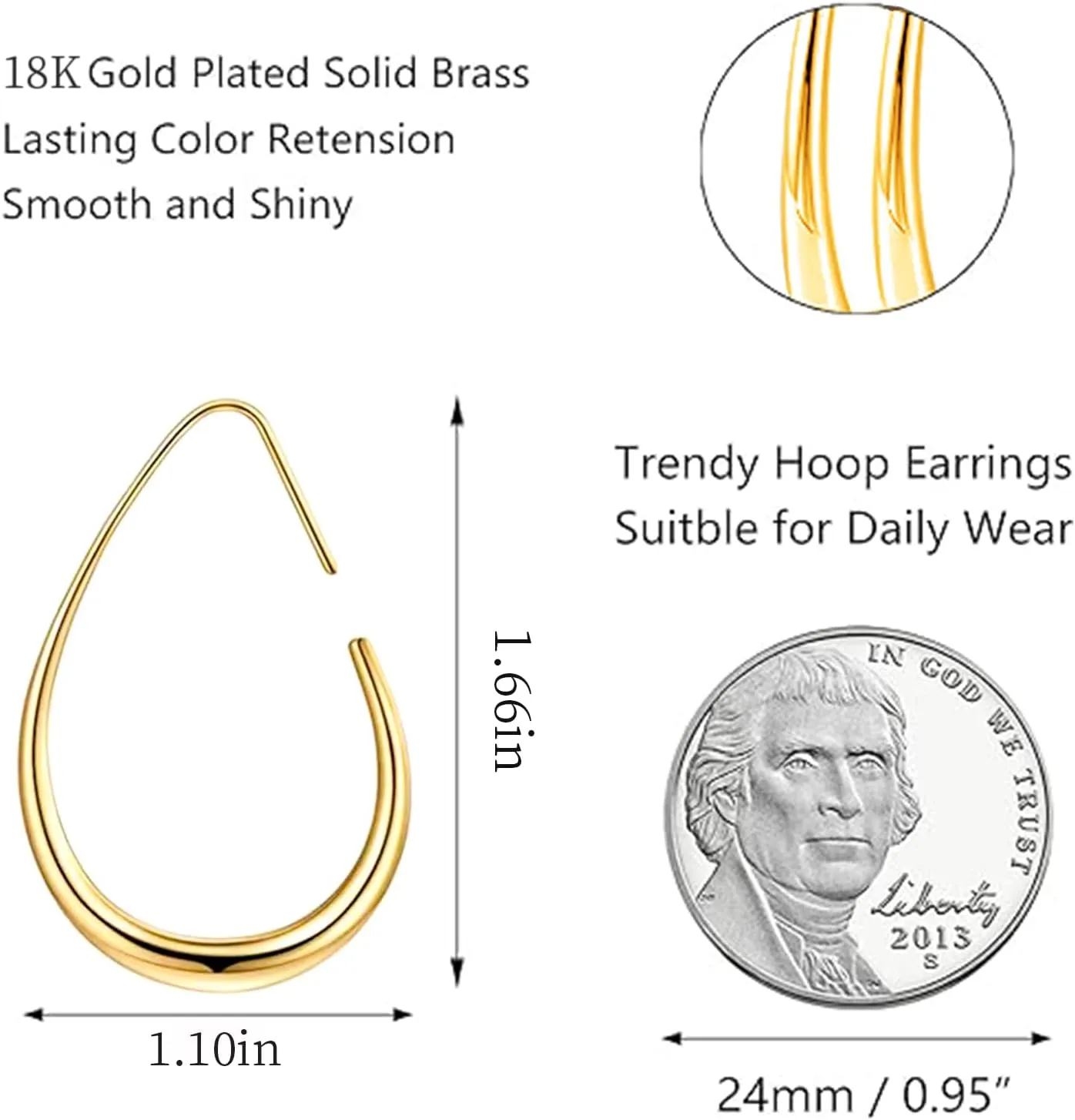 2 Pairs Gold/Silver Hoop Earrings For Women Set Trendy,14K Plated Gold Chunky Huggie Hoop Earings Pack,Oval Twisted Statement Silver Hoops,Fashion Jewelry Gift