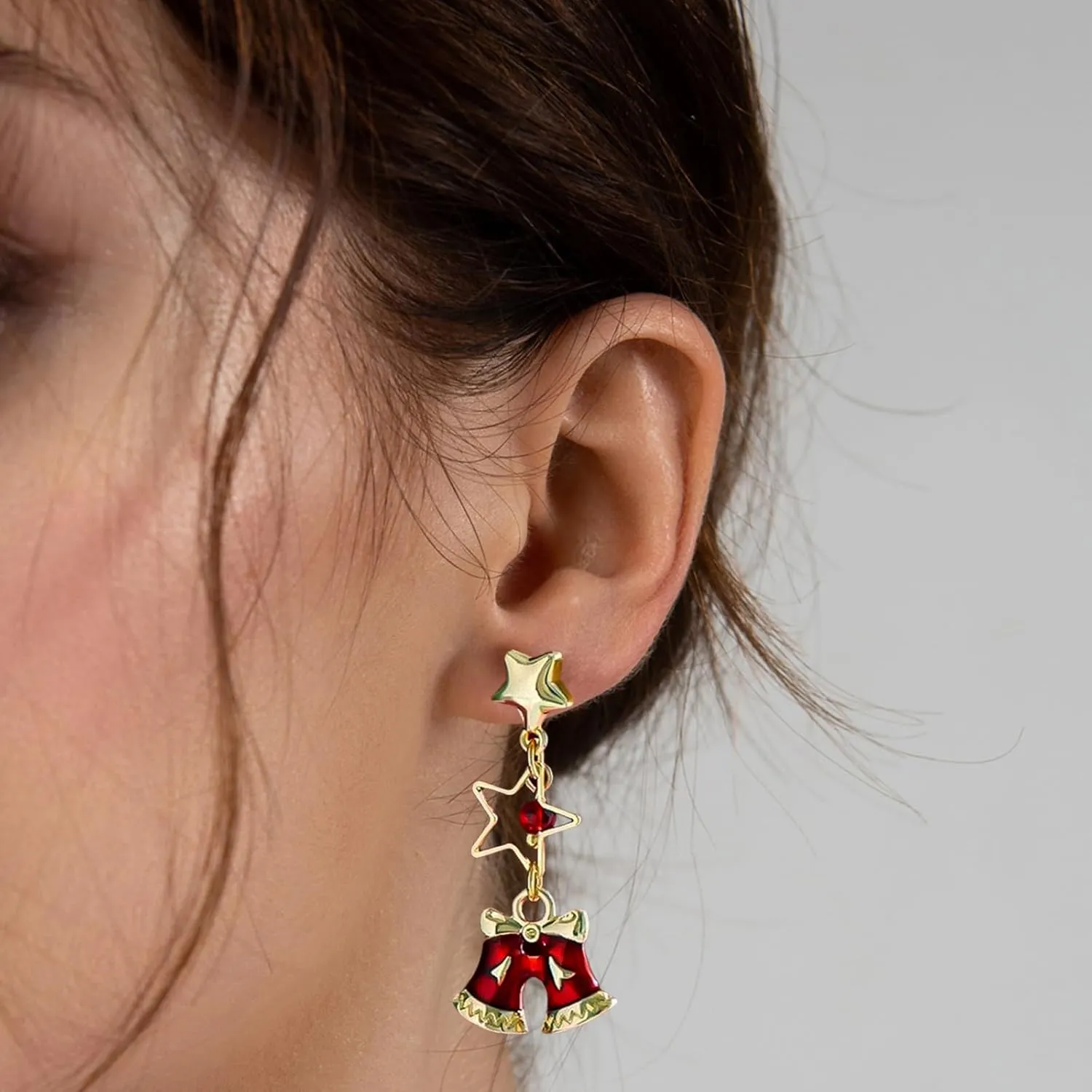 2 PCS Christmas Stud Earrings S925 Sterling Silver Holiday Earrings Cute Christmas Tree Reindeer Earrings Dangle Stud Earrings Xmas Festive Jewelry Gifts for Women