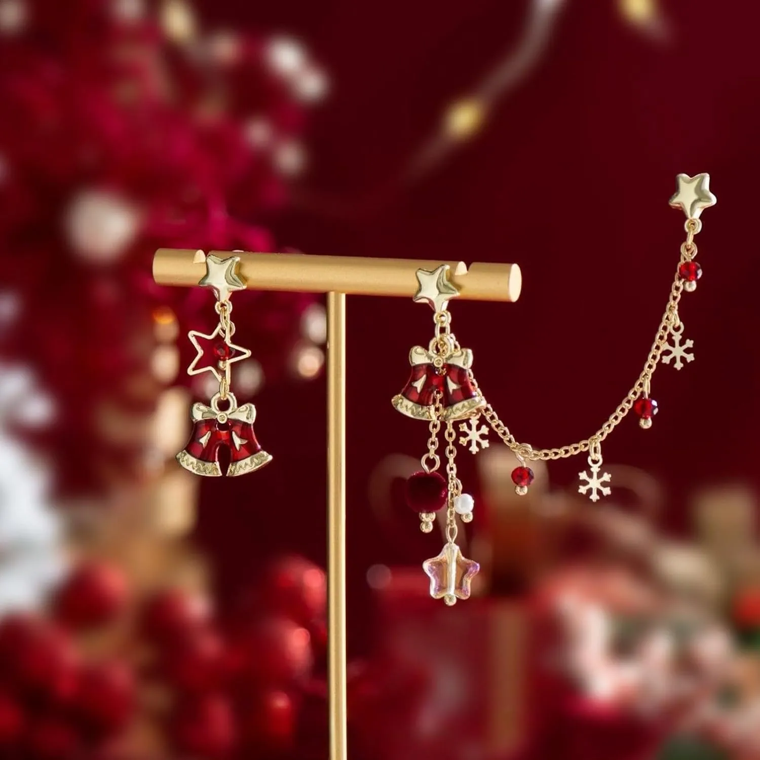 2 PCS Christmas Stud Earrings S925 Sterling Silver Holiday Earrings Cute Christmas Tree Reindeer Earrings Dangle Stud Earrings Xmas Festive Jewelry Gifts for Women