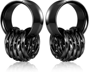 2 PCS Ear Gauges with 10 twisty rings ear weight Hypoallergenic 316 Stainless Steel Ear Stretchers Plus Tunnels (0G-1") 8mm-25mm 00G Body Piercing Jewelry