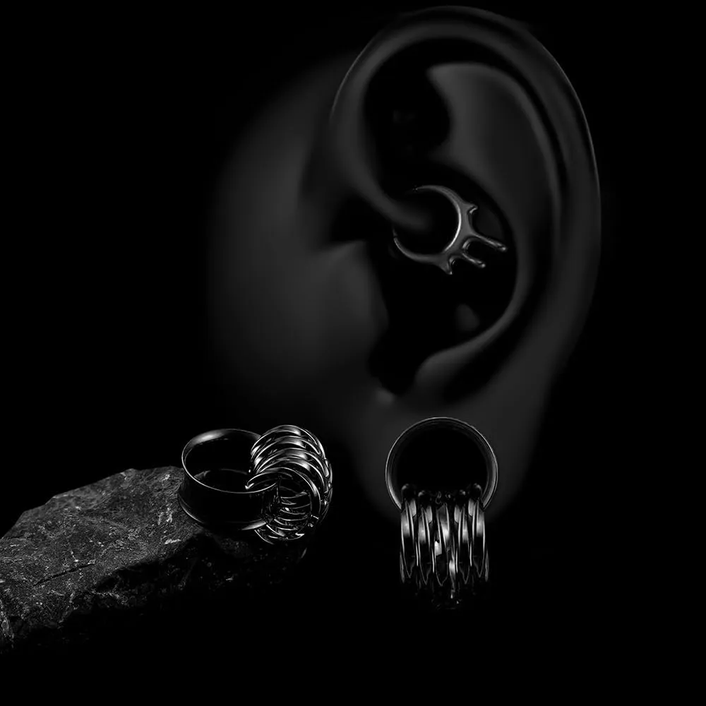 2 PCS Ear Gauges with 10 twisty rings ear weight Hypoallergenic 316 Stainless Steel Ear Stretchers Plus Tunnels (0G-1") 8mm-25mm 00G Body Piercing Jewelry