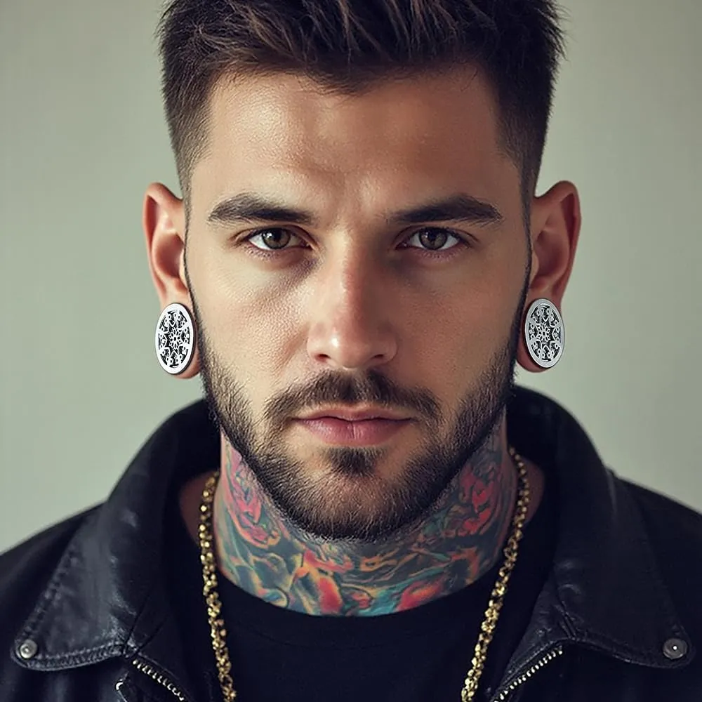 2 PCS Figure Gauges for Ears Hypoallergenic 316 Stainless Steel Ear Gauge Plugs for Women Men Comfy Ear Plugs Gauges Body Ear Piercing Jewelry