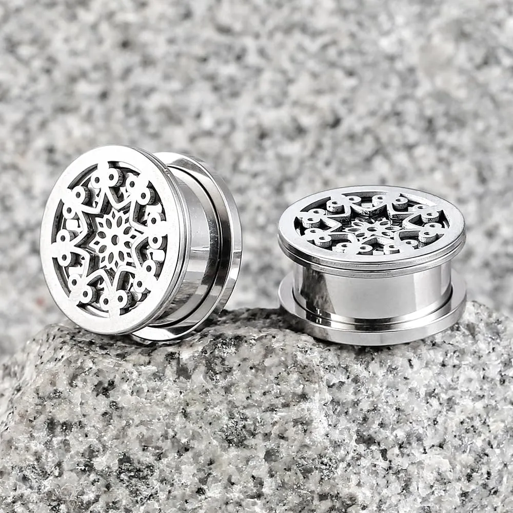 2 PCS Figure Gauges for Ears Hypoallergenic 316 Stainless Steel Ear Gauge Plugs for Women Men Comfy Ear Plugs Gauges Body Ear Piercing Jewelry