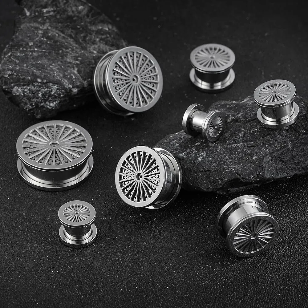 2 PCS Figure Gauges for Ears Hypoallergenic 316 Stainless Steel Ear Gauge Plugs for Women Men Comfy Ear Plugs Gauges Body Ear Piercing Jewelry